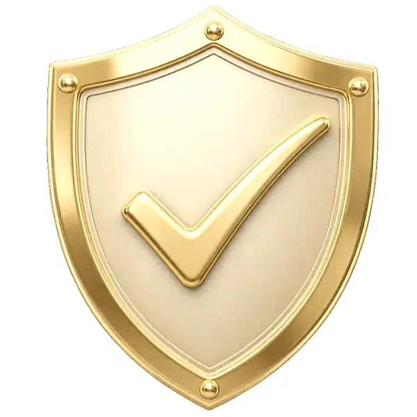 Checkmark shield — Lucky Vegas