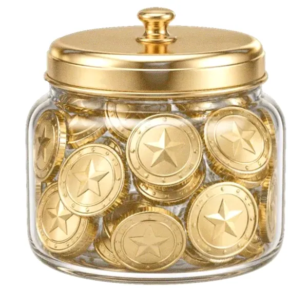 Coin-filled jar — Lucky Vegas
