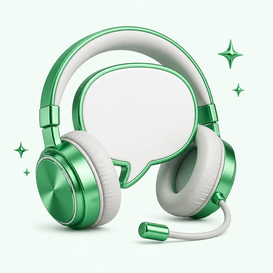 Headset with speech bubble — Lucky Vegas